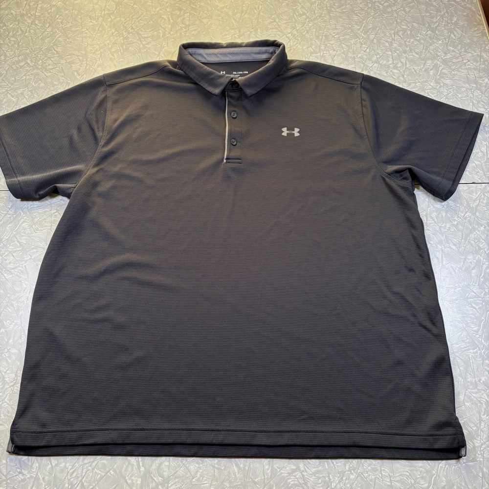 Under Armour Mens 3XL HeatGear Polo Shirt Gray Short Sleeve Loose Fit 0277